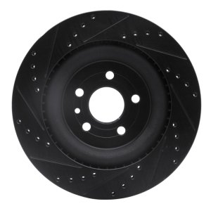Ford Flex Brake Rotor (1) - Front Right - R1 Concepts - Drilled & Slotted - Black - `13-`19
